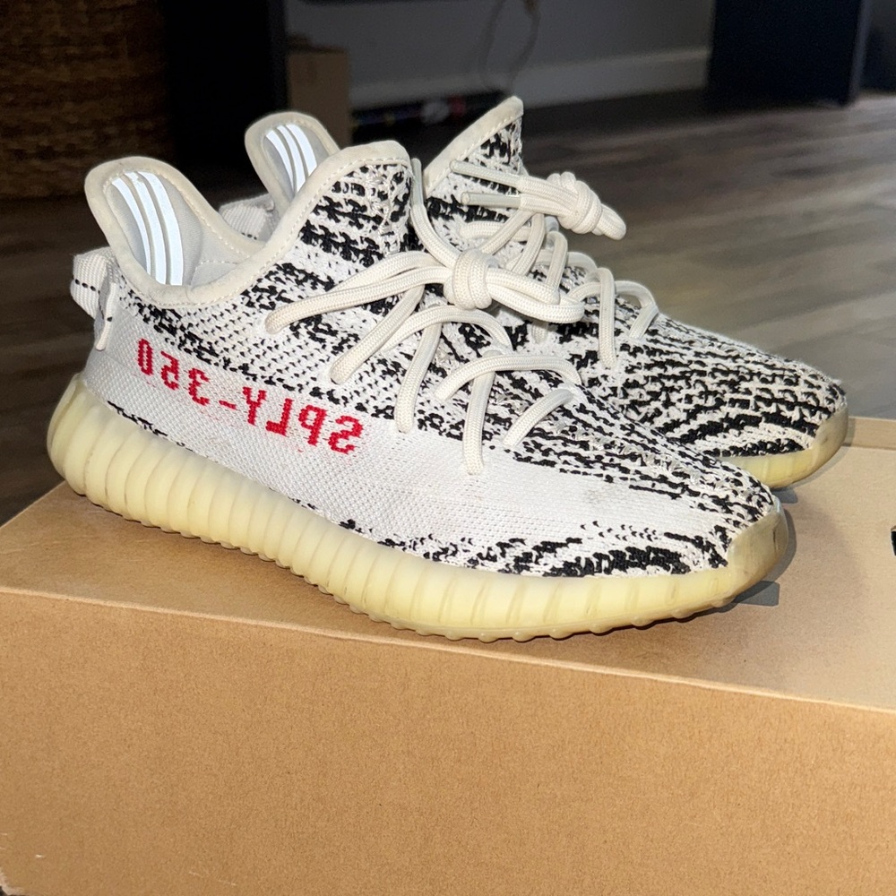 Adidas Yeezy Boost 350 V2 Kids Sneakers - Gray and Cream - Picture 2 of 4